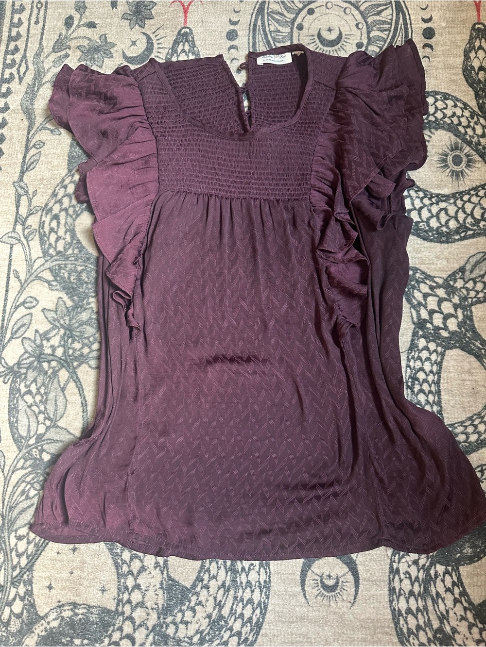 Anthropologie Women's Plum Ruffle-Sleeve Blouse